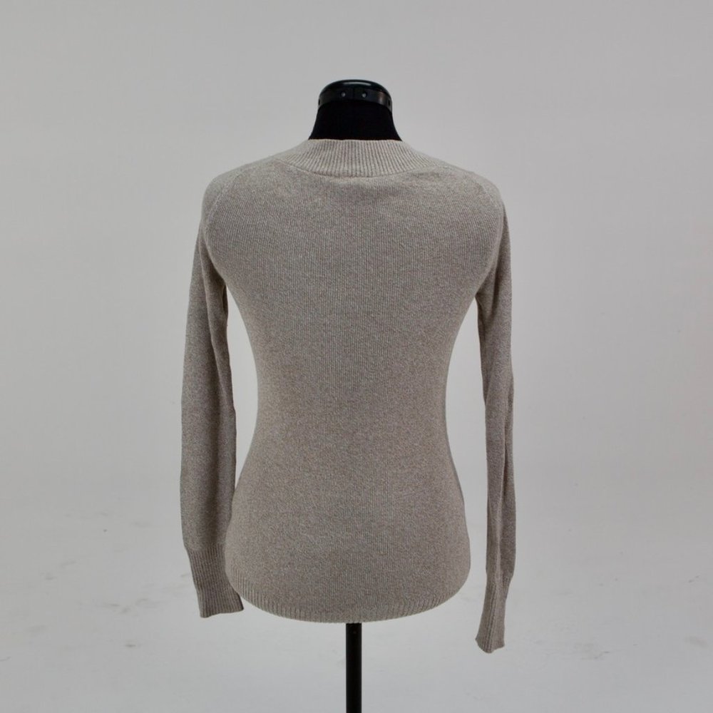 V-Neck Tan Ribbed Sweater - Picture 4 of 4